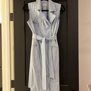 Calvin Klein light blue zipper dress with tie